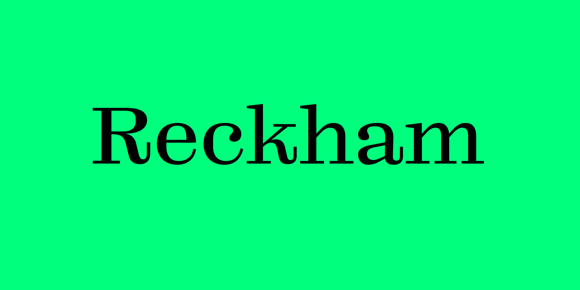 Cover image: Reckham