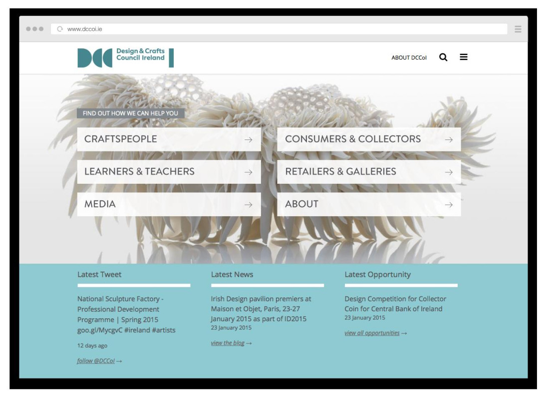 Design & Crafts Council of Ireland Website (2014) – 100 Archive